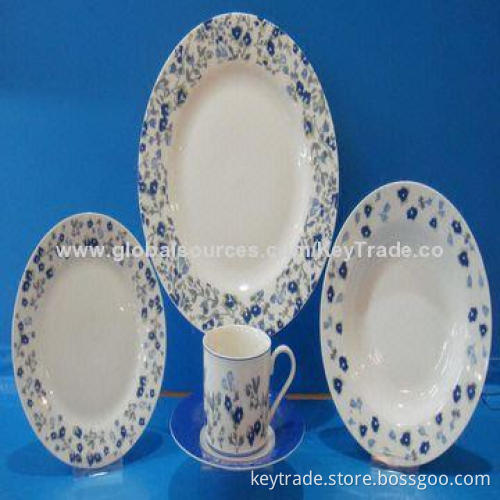 Fine Porcelain 20-piece Dinner Set in Round Shape with Decal, Customized Designs Welcomed